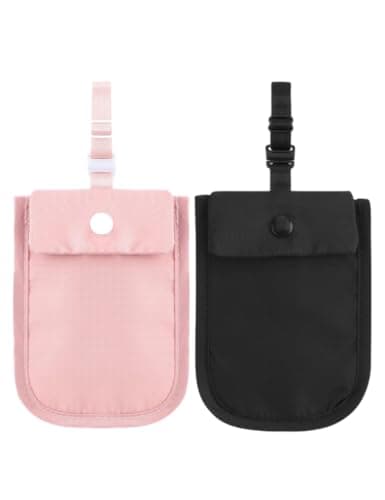 uvbws Travel Hidden Bra Wallet - Travel Women's Neck Bag - Hidden Money Bag with Adjustable Elastic Band - Ensuring Safe Travel of Valuable Items, Pink+Black, 14.2 * 10.3cm