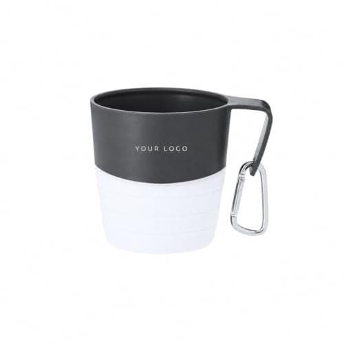 Personalised 340ml Collapsible Silicone Cup with Carabiner - Custom Printed Foldable Travel Mug with Handle for Camping, Hiking & Outdoor Use