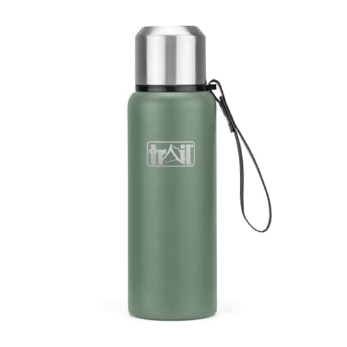 Trail Vacuum Flask with Strap, Camping & Travel, 600ml, Green