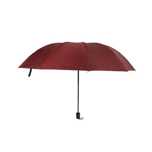 Kukyller Windproof Travel Umbrella, Travel 10 Ribs Portable Manual Windproof Rainproof Sunscreen Folding Umbrella for Outdoor Camping (Burgundy)