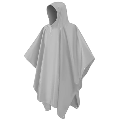 DDhayyp Poncho Waterproof Adult, Portable EVA Raincoat, Rain Ponchos Waterproof with Hoods, Reusable Rain Resistant Poncho for Camping, Emergency Situations, Travel (Grey)