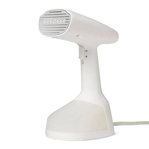 Amazon Basics Steamer for Clothes, 1500W Handheld Garment Steamer, Turbo Extreme Steam, Dual Settings, Auto Shut-Off, 250ml Tank, Portable Wrinkle Remover, White