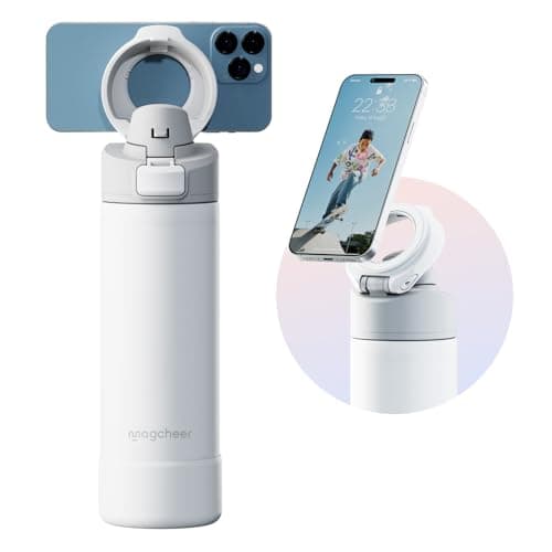 Magcheer 750ml Insulated Bottle with Magnetic Phone Holder(White)