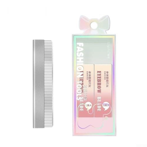Eyebrow Trimmer 10 Pack Stainless Steel Wavy Shaper for Precise Grooming - Safe Grid Design Face Shaver Tool Silver 14cm