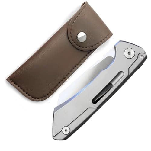 LINMOHERUI High-Carbon Steel Folding Pocket Tool, Men Cool Cutter 2.55'' Blade Folding EDC Gadgets, with Leather Storage Bag for Great Gift or Outdoor Camping