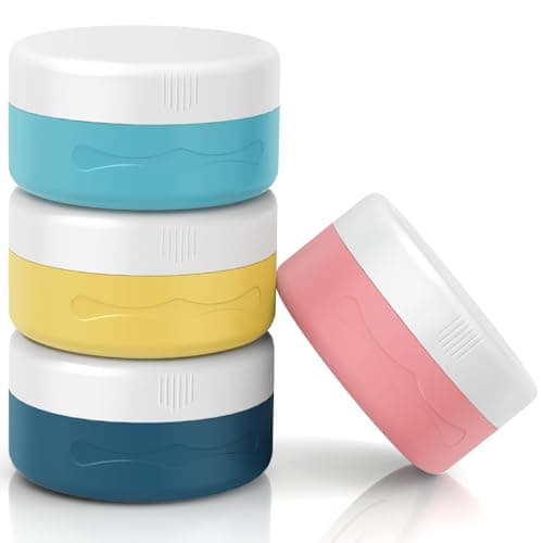 Euqvunn Travel Pots for Toiletries, Travel Containers TSA Approved Travel Tubs 40ml, Silicone Leak-proof Travel Cosmetic Containers with PP Lids for Cosmetic Face Body Hand Cream (4 Pack)