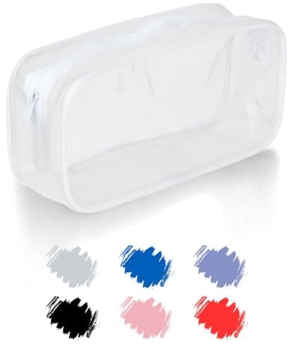 Soul Projekt Large Clear Pencil Case White, Make Up Travel Bag, Portable PVC Pouch Organizer for Students, Exam, Office, Art, School Supplies, Women, Girls, Boys, Cosmetic Toiletry Bag