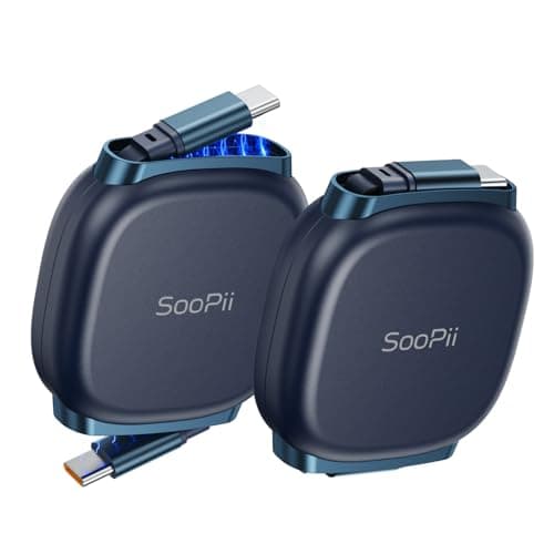 SOOPII 240W Retractable USB C Cable with Mag Snap Storage (2Pack 3.3FT)