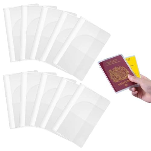 10pcs Waterproof Passport Cover – Transparent Vinyl Travel Wallet with Extra Pockets for Cards & Tickets, adult Waterproof Clear Passport Cover Plastic Passport, Frosted Plastic Passport Cover