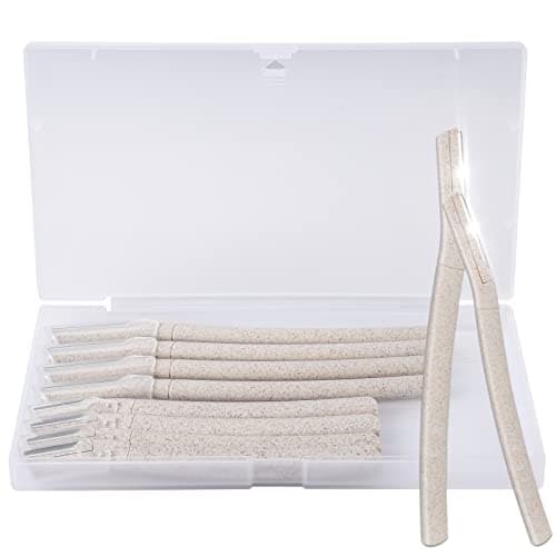 Lanjue 8PCS Dermaplaning Face Blades, Beige Wheat Straw Razor Set for Women