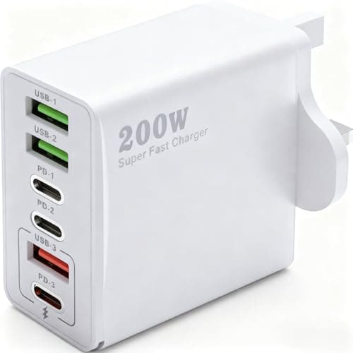 200W USB C Charging Station with 6 Ports Multi USB C Charger Hub