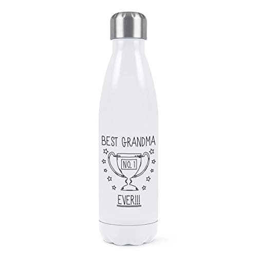 Best Grandma Ever No.1 Trophy Double Wall Water Bottle Insulated Stainless Steel Sports Drinks 500ml White