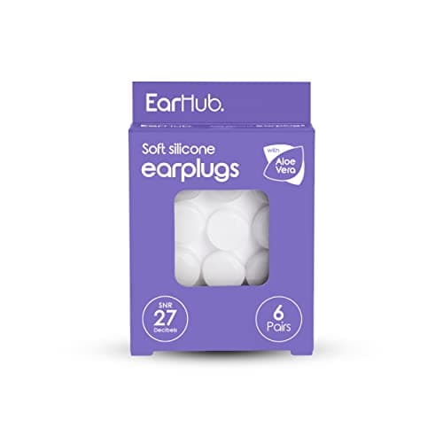 EarHub - Sleepwell Soft Premium Silicone Aloe Vera Earplugs 6 Pairs of Reusable & Custom Fit, Best Used for Sleep, Travel, Water Sports, Work, Study & Concerts. Case Included.