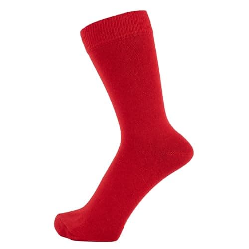 ZAKIRA Combed Cotton Dress Socks - Plain Colour Business Crew Socks for Men & Women, Soft Breathable Cotton, 6-10 (UK), Red
