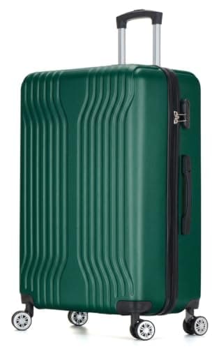 DK Luggage 28 Inch Large Hard Shell Suitcase 4 Wheel Spinner Checked Luggage, 23kg – 27kg Capacity ABS25 (Dark Green, 28" Large)