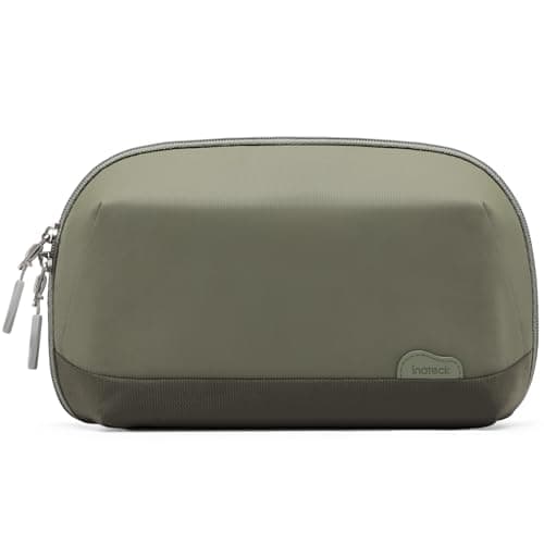 Inateck Electronics Organizer Travel Case, 180° Open Water-Resistant, Multifunctional Travel Organizer Bag, Electronic Accessories Carry Case, Olive, Large