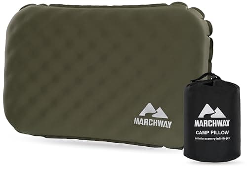MARCHWAY Inflatable Camping Pillow with Soft Foam Top & TPU Air Bladder, Dual-Sided Support for All-Season, Lightweight Compact Travel Pillow for Hiking, Backpacking, Airplane, Car (Green)