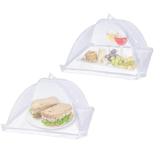 2 Pcs White Food Covers, Food Covers Mesh Pop Up, 16In, Collapsible