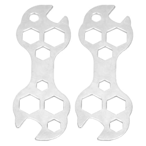 2Pcs Heavy Duty Thick Bike Spanner Wrench Set to Prevent Roadside Stranding, Multi-Hole Pocket Cycle Multi Tool Kit with 8mm to 17mm Openings for Road Bicycle Maintenance and Emergency Repairs