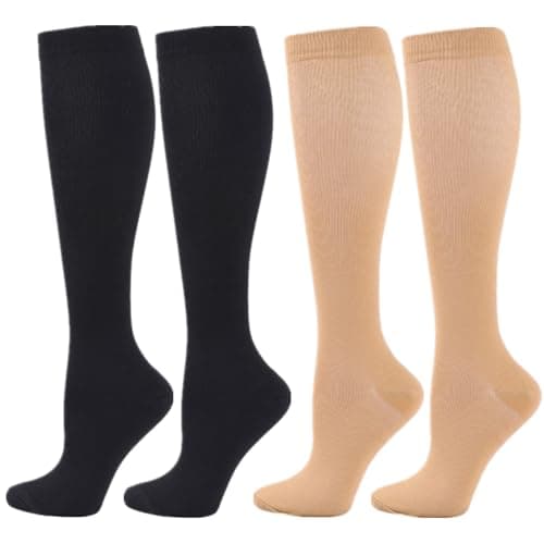 Compression Socks for Women Men, 2/3/4/6 Pairs 20-25mmHg Knee High Socks