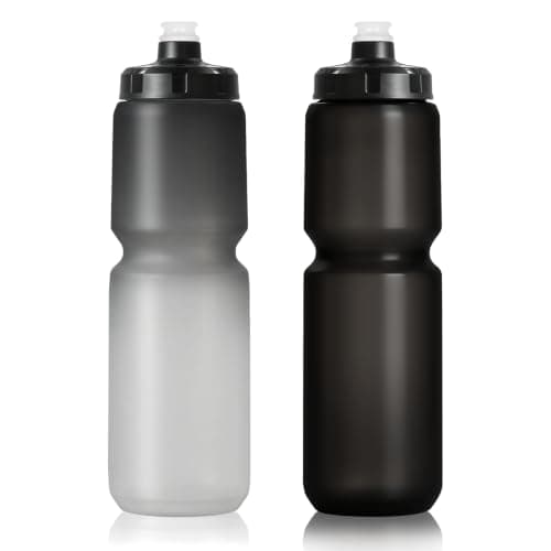 ADSPED 1L Cycling Bottle 2 Pack Squeeze Sports Water Bottle 32oz Bike Water Bottle BPA-free Reusable for Bicycle Running Hiking Gym & Outdoor Fits Most Bike Cages Black White and Black