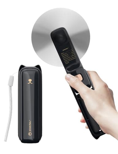 LETSCOL Handheld Mini Fan, 3 in 1 Hand Held Cooling Device, Portable and Personal with Power Bank & Flashlight, Foldable for Travel, Desk, Makeup (Black)