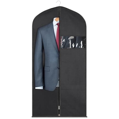SuitBags for Men 120 x 60 CM, Dust-Proof Garment Bags, Non-woven Fabric Suit Bag, Prevent Moths Suit Cover with Zip, Clothes Covers for Suits, Dress, Coat, Jacket (120CM / 47IN - 1PCS)