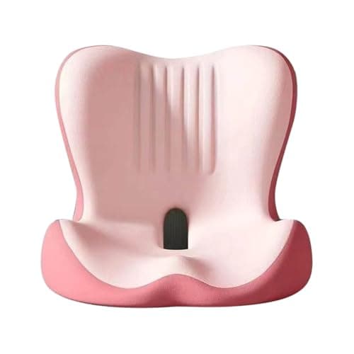 Ergonomic Seat Cushion with Lumbar Support - High-Density Memory Foam Office Chair Pad for Back & Butt Comfort, L Shaped Seat for Long Sitting Lower Back Support Suitable (Pink)