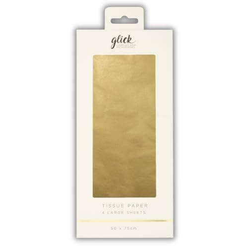Glick Four Sheets of Gold Tissue Paper, Each Sheet Measures 750mm x 500mm When Opened, Tissue Paper Gold for Gift Wrapping and Other Arts & Crafts