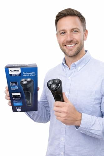 Rechargeable Electric Razor for Men, Wet & Dry Rotary Shaver, 100% Waterproof, Gentle on Sensitive Skin, Pop-up Beard Trimmer, 120 Min Shaving, 1.5H Fast Charge