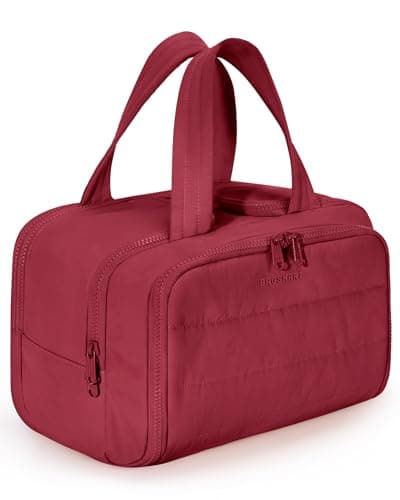 BAGSMART Large Travel Toiletry Makeup Bag, Upright Storage, Brush Pocket