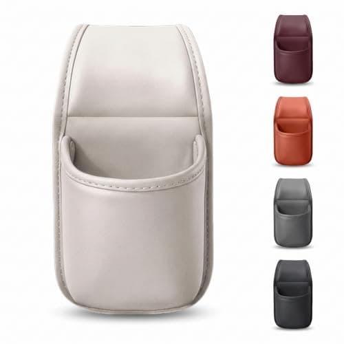 Leather Car Door Storage Pocket Double-layer Compartments Organizer White