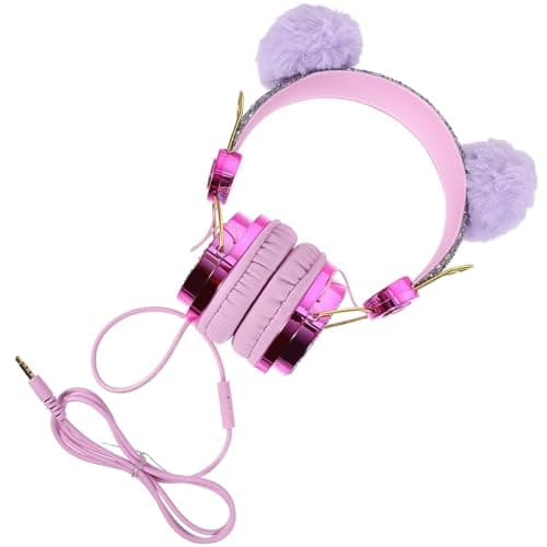 PartyKindom 2pcs Boys and Girls Plush Ear Headphones Noise Cancelling for Girl Comfortable over Ear Headset for Sleeping and Travel