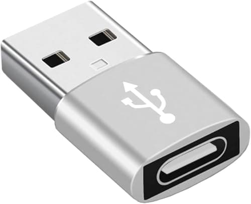 USB C to USB Adaptor, Type C Adapter, Type C Female to USB Male Converter with 5Gbps Data Transfer & Fast Charging, Compatible with All Devices with Laptop, PC, Power Bank (Silver)