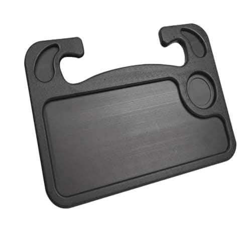 kefeimumu Car Steering Wheel Tray 2-in-1, Portable Car Laptop Table Eating Desk, Universal Vehicle Mounted Workstation with Cup Holder for Commuters & Travel,Fits Most Vehicles Black