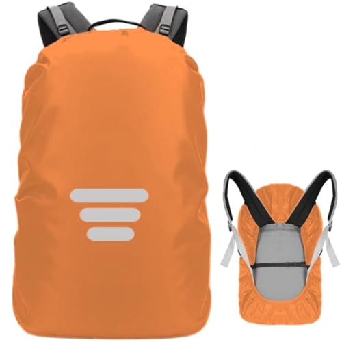 SHOCHX Waterproof Backpack Rain Cover with Three Reflective Strap, 1 Adjustable Anti Slip Cross Buckle Strap for Anti-Dust and Anti-Theft, Rainproof Snowproof, M for 26-40L Backpack, Orange