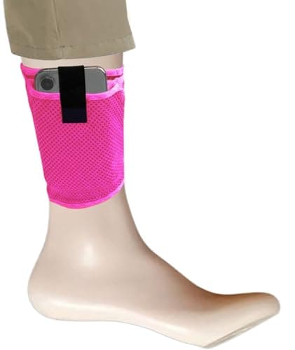 Concealed Ankle Security Pouch – Breathable Mesh Travel Wallet for Hidden Cash, Passport & Small Items – Invisible Leg Band for Flights, Hiking, Festivals, Sports, Running (L-XL, Pink)