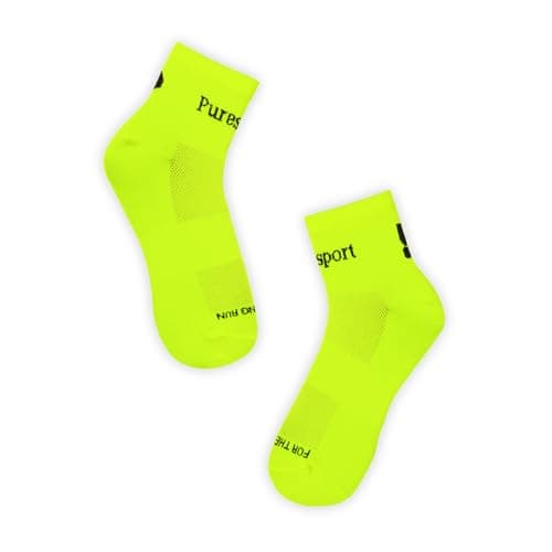 Puresport Performance Ankle Socks (Yellow, S/M), Moisture-Wicking Training Socks with Subtle Compression, Breathable & Durable, Optimal Support for Women & Men, Long-Distance Running, Gym, Hyrox