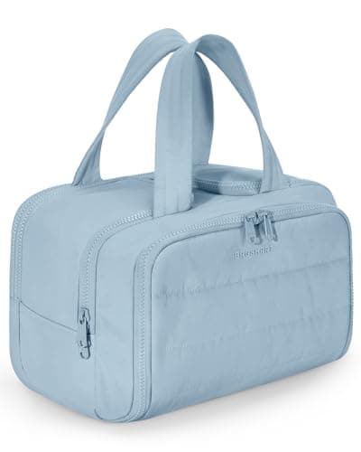 BAGSMART Large Travel Toiletry Makeup Bag, Upright Storage, Brush Pocket