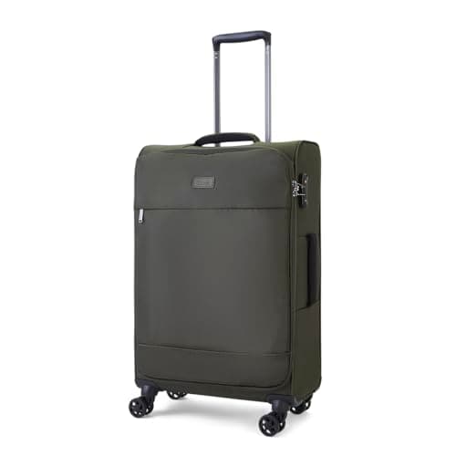 Rock Paris Medium 56L Soft Shell Suitcase - Olive Green