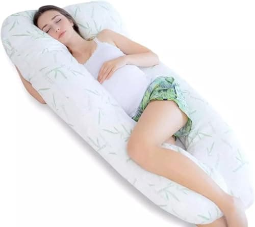 Ariyah Collections Hollow Fiber U Shaped Pregnancy Pillow 12ft | Back Support Anti Allergy Body Pillow | Removable Bamboo Cover Maternity Pillow | (12ft)
