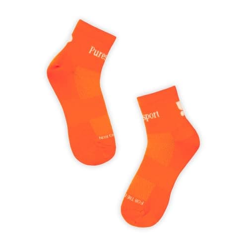 Puresport Performance Ankle Socks (Orange, S/M), Moisture-Wicking Training Socks with Subtle Compression, Breathable & Durable, Optimal Support for Women & Men, Long-Distance Running, Gym, Hyrox