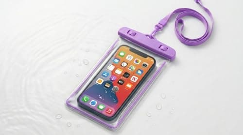 Waterproof Case Underwater Phone Holder Cover Dry Bag Universal Pouch For Smartphones Clear Touchscreen Cover for Swimming, Beach & Travel (Purple)