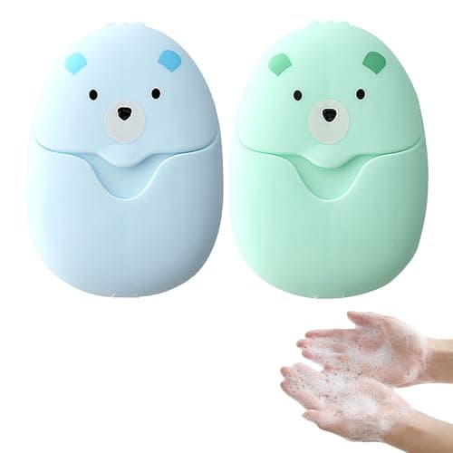 WOLMIK 2 Boxes (100 Pcs) Travel Soap Sheets Portable Soap Flakes Box Backpacking Essentials Disposable Travel Wash Hand Foaming Soap On The Go Camping Accessories Hiking Cleaning Products