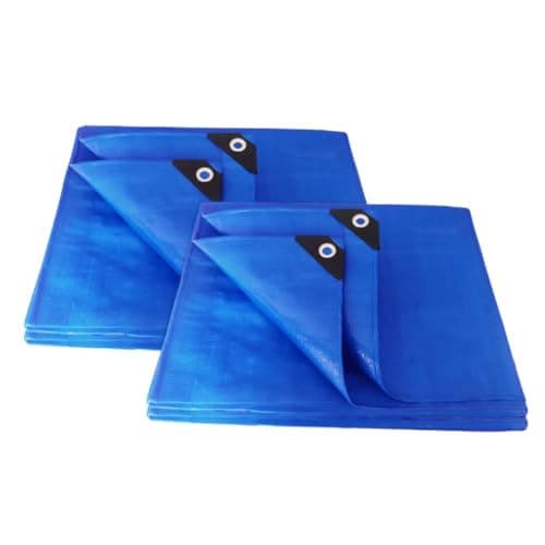 ANSIO Tarpaulin 3m x 4m Pack of 2 Water-resistant Tarp with Eyelets - Blue