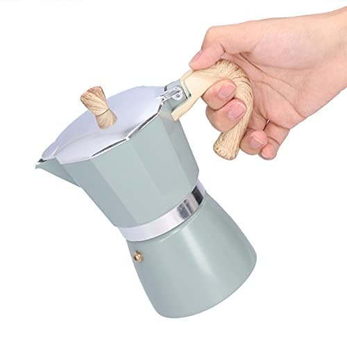 HERCHR Coffee Maker Pot, Aluminum Alloy Coffee Kettle 6 Cup Coffeemaker Percolator 300ML Mocha Machine for Home, Camping, Office (lake turquoise)