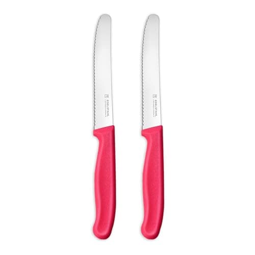 targzier Tomato Knife,Set of 2,Serrated Kitchen Knives&Fruit Knives,Pink