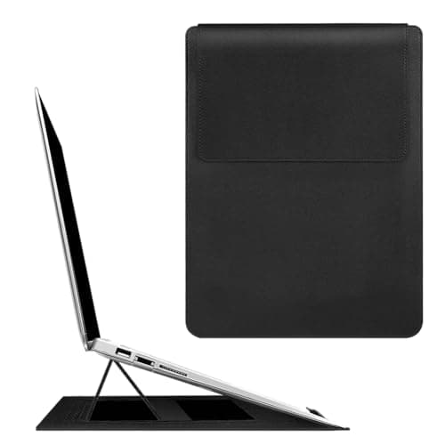 AOOSU 13.3-14 Inch Laptop Sleeve Case with Stand Feature, Sleeve Waterproof Slim Laptop Case with Adjustable Stand Function, Small Carry Bag Black