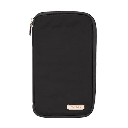 Travelon RFID Blocking Family Passport Zip Wallet, Black, 4.75 x 0.75 x 8.25, RFID Blocking Family Passport Wallet