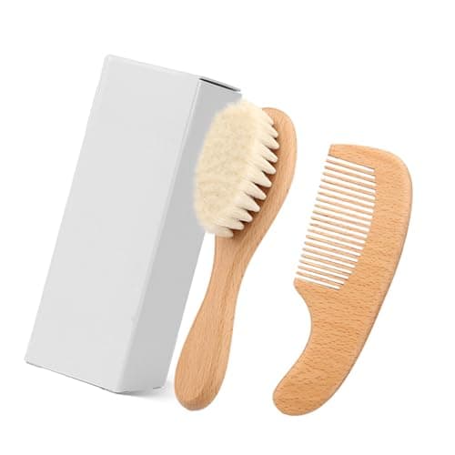 Sustainable Baby Grooming Set with Beechwood Comb and Woolen Brush for Safe Bathing and Daily Hair Care Baby Grooming